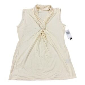 Grace Ivory Sleeveless Twist Knot Neck Knit Top Size S New $38 Ivory Tower